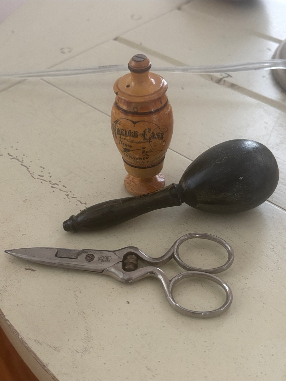Vintage Needle Case, Darning Egg & Embroidery Scissors